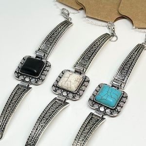 Faux Turquoise, white & black bracelet- 3 bracelets incld.